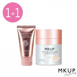 MKUP 賴床美白素顏霜(30ML)+水潤防曬乳液 