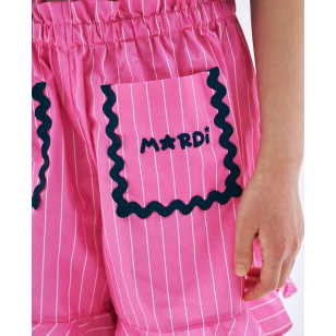 兒童條紋荷葉邊短褲 2色 KIDS FRILL SHORTS STRIPE_BLUE