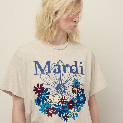 TSHIRT FLOWERMARDI JARDIN_OATMEAL BLUE