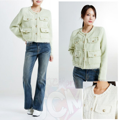 SPAO 流蘇花呢外套 薄荷綠